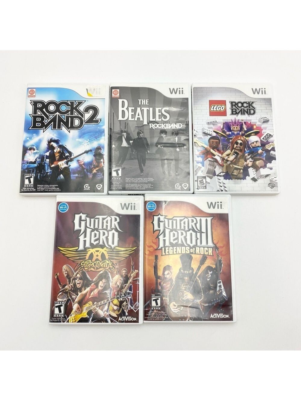 Wii Rock Band GH LOT 5 Games CIB - The Beatles, Lego, Guitar Hero 3, Aerosmith
